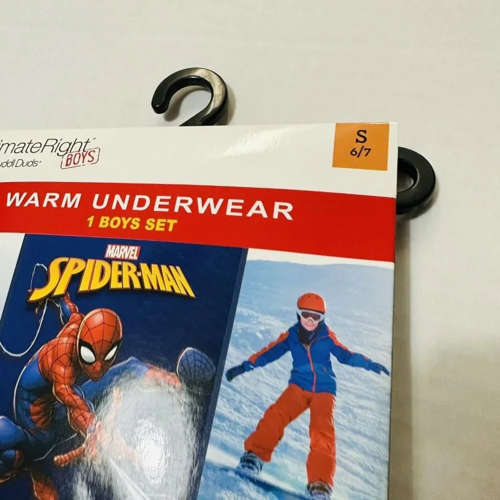 Boys Large 10 12 Warm Underwear/ PJs Spiderman Long Sleeve Crew & Pant W/ Fly - Picture 4 of 11